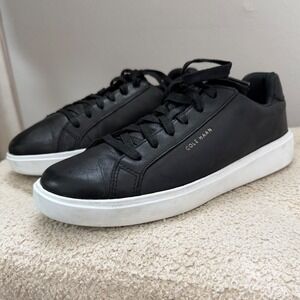 Cole Haan Grand Crosscourt Black Leather Sneakers Preppy Minimalist Women 9.5 B
